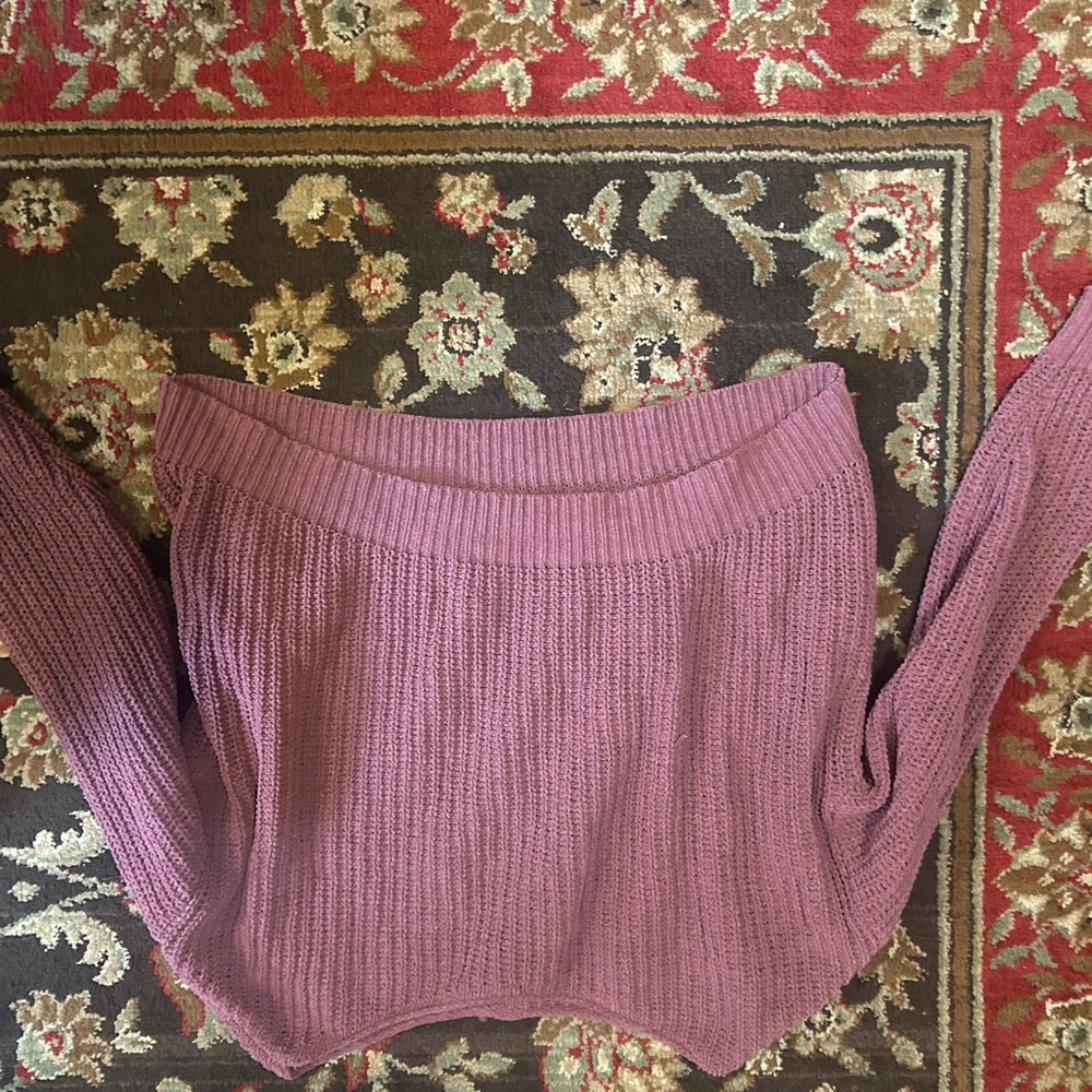 Rue21 Purple Off-the-Shoulder Sweater Ribbed Knit